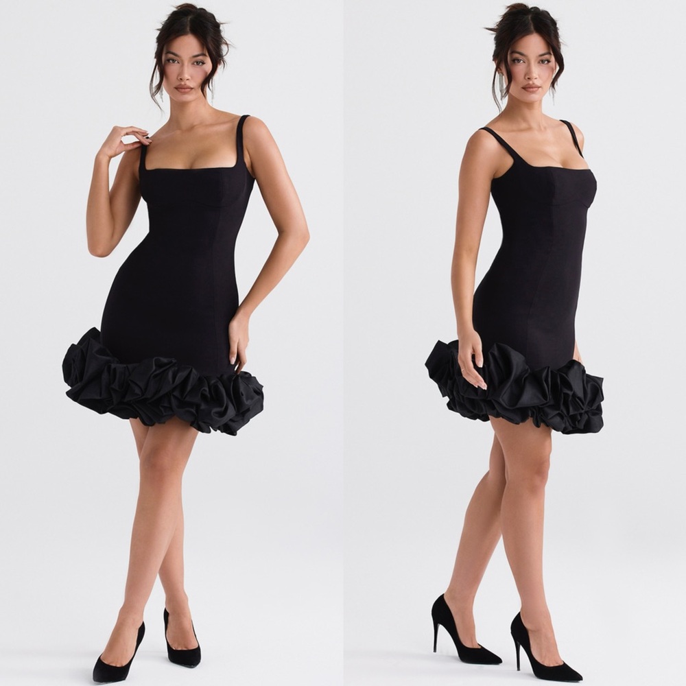 HOUSE OF CB 'Lilou' Black Ruffle Hem Dress - Picture 2 of 7